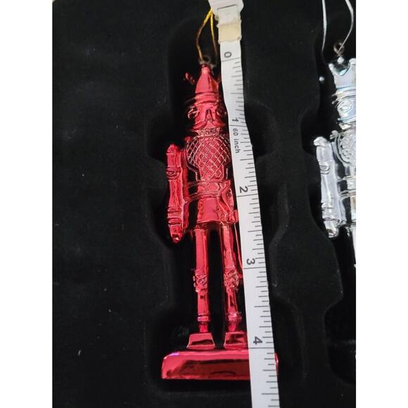 New Dillards Trimsetter Set 3 Nutcracker Christmas Tree ORNAMENTS Red Green Silv - Picture 5 of 5